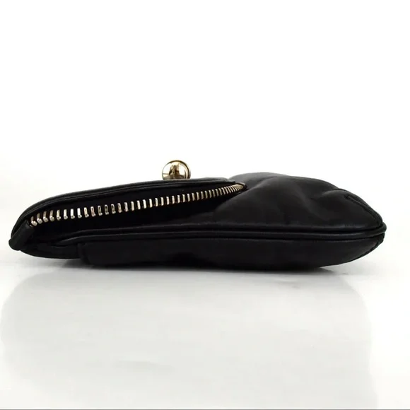 JIMMY CHOO EUC Authentic Leather Clutch Bag Slide Bar Closure - Picture 3 of 8